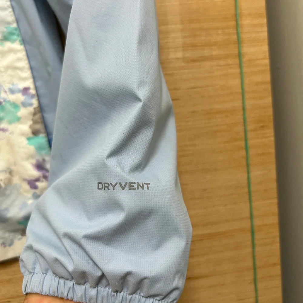 The North Face Girls DryVent Rain Jacket Blue Purple Watercolor Print M 10/12